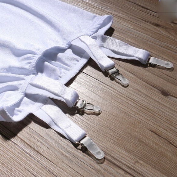 XXL SIZE WHITE Bride's Open bottom Girdle 4 straps/garters. Stretch Satin - Picture 4 of 6